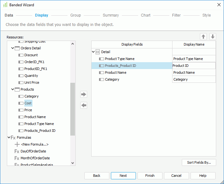 Add Display Fields