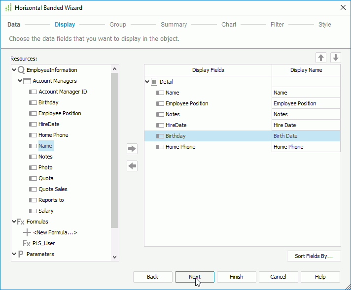 Add Display Fields