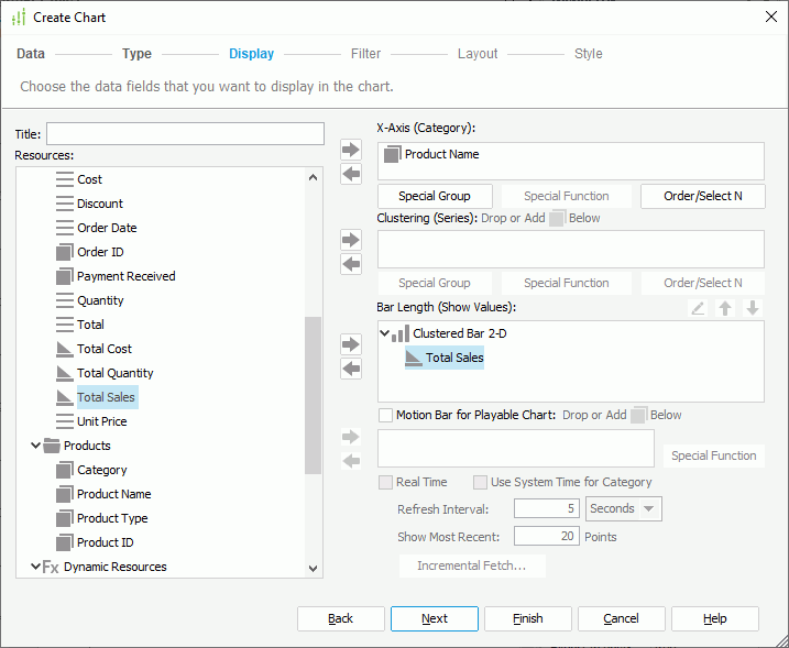 Chart Display Fields