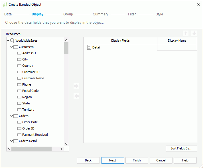 Create Banded Object - Display