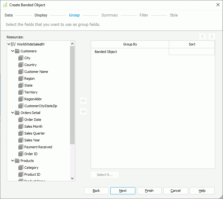 Create Banded Object - Group
